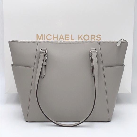 MICHAEL KORS CHARLOTTE LARGE TZ TOTE PEARL GREY - Picture 4 of 16
